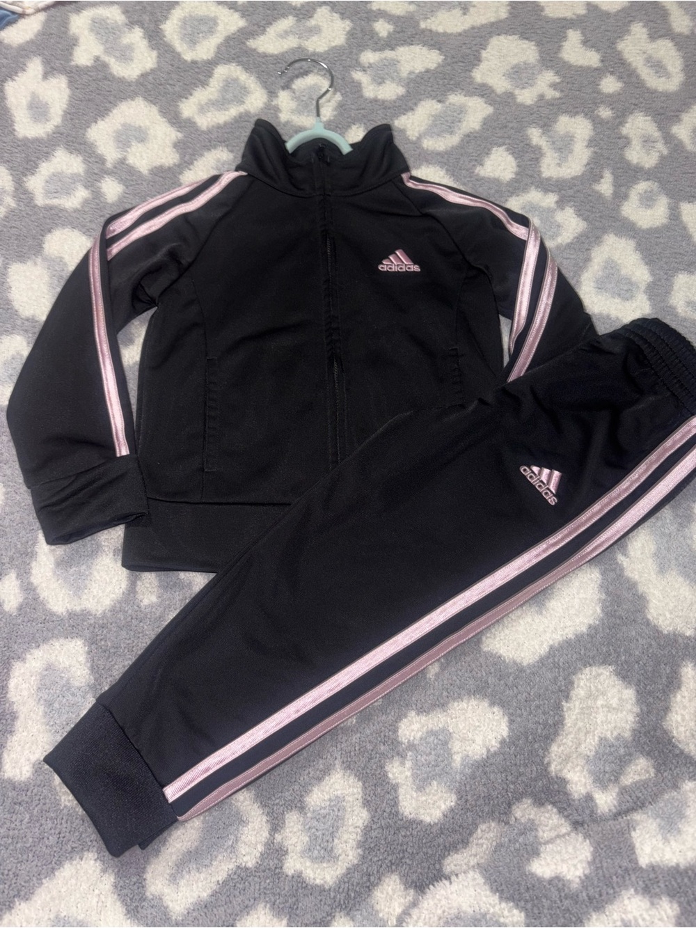 adidas Black & Pink Tracksuit Jacket and Jogger Pants Set Toddler Girl 3T